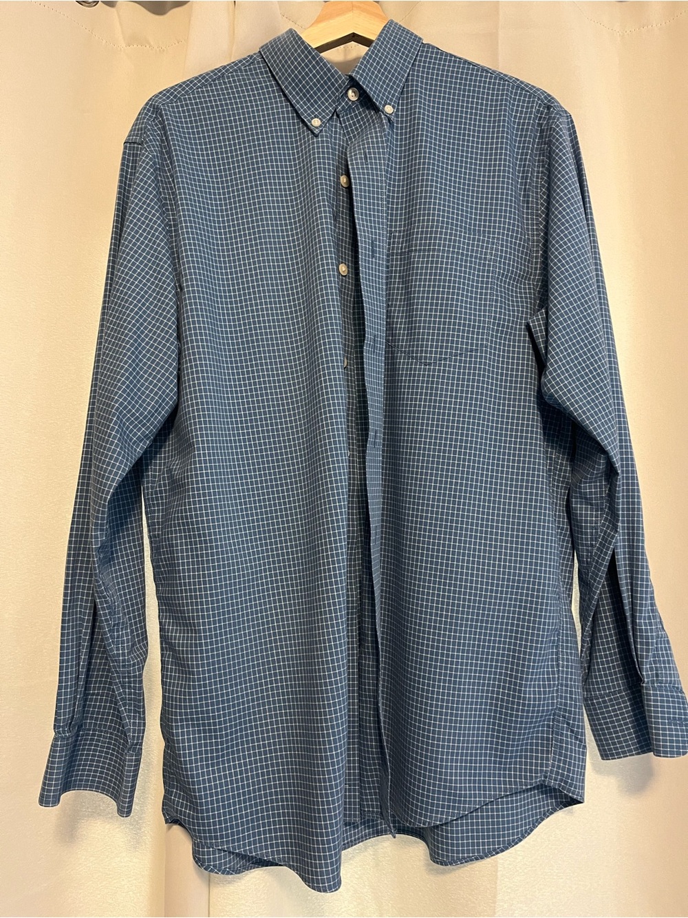 L.L. Bean Blue Windowpane Button-Down Dress Shirt